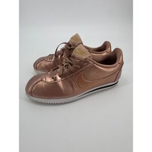 Nike Cortez SE 859569-901 Youth Sneakers 5 Rose Gold Leather Solo Swoosh Shoes